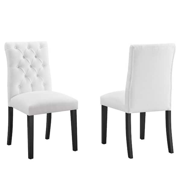 MODWAY Duchess White Dining Chair Fabric Set of 2