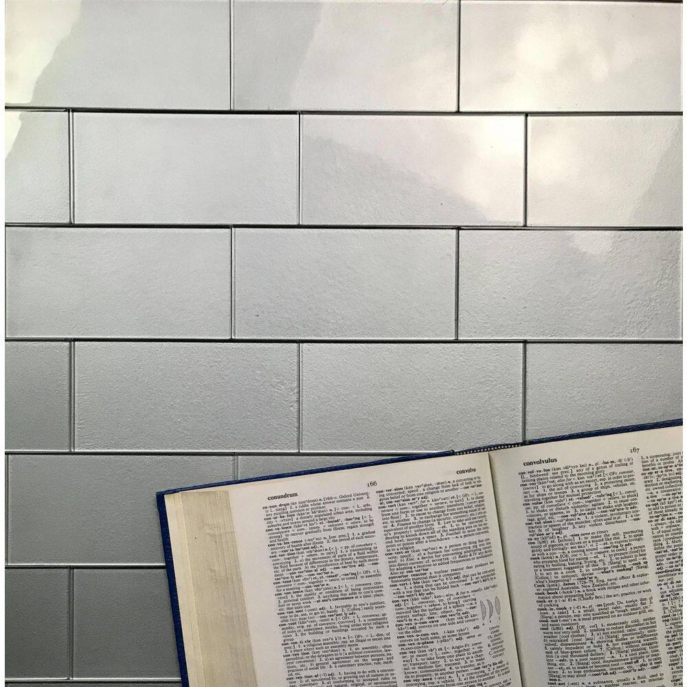 Metallics Silver Subway 3 in. x 6 in. Glossy Glass Decorative Wall Tile Sample (1 sq. ft./Case) price history on PriceWatchPro