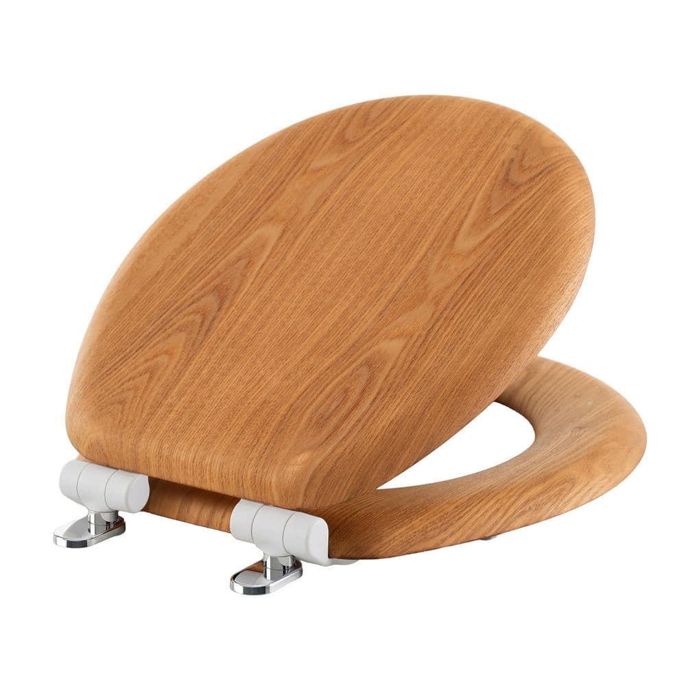 Round Wood with Soft Close Never Loosens Chromed Magnetic Hinge Toilet Seat in Natural Oak price history on PriceWatchPro