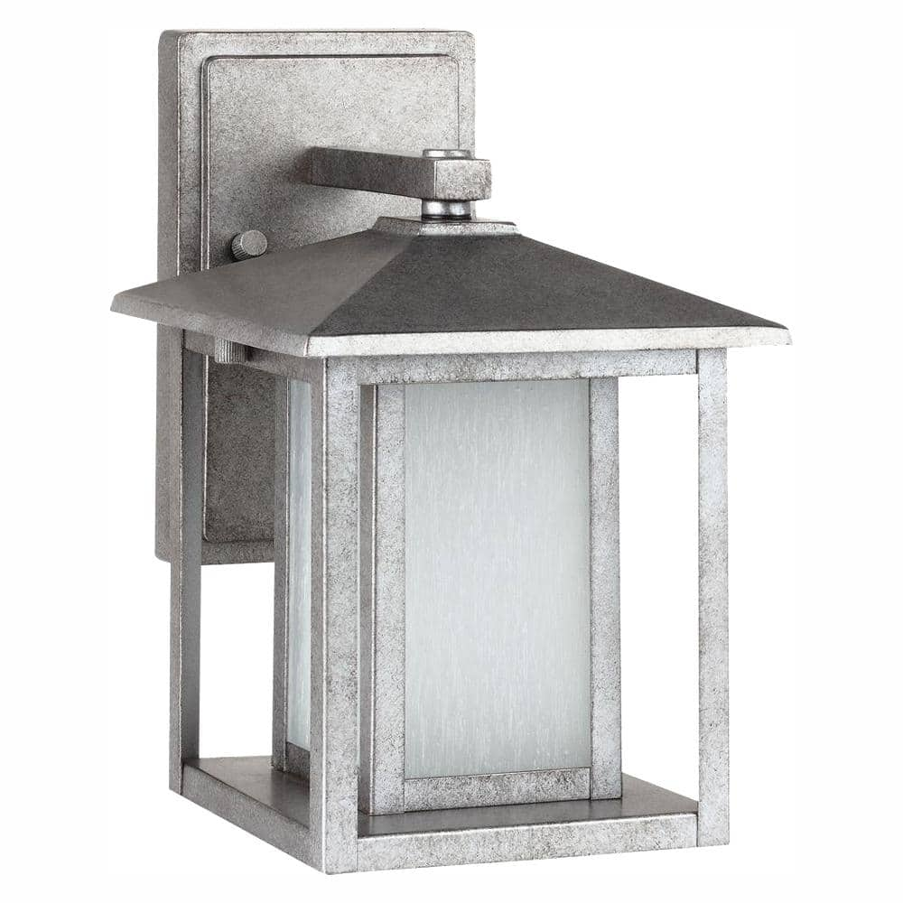 Generation Lighting Hunnington 1-Light Weathered Pewter Outdoor 11 in. Wall Lantern Sconce