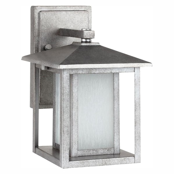 Generation Lighting Hunnington 1-Light Weathered Pewter Outdoor 11 in. Wall Lantern Sconce