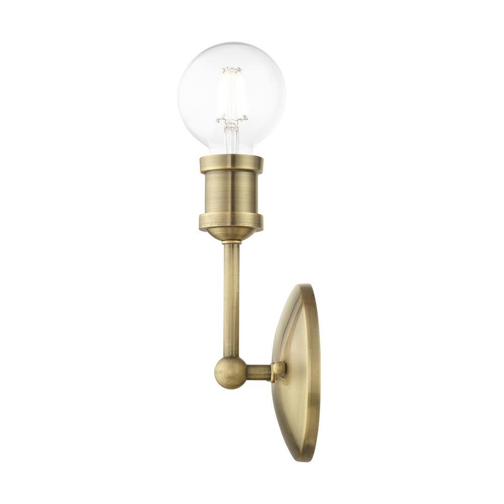 Antique Brass 1-Light Dimmable Vanity Sconce