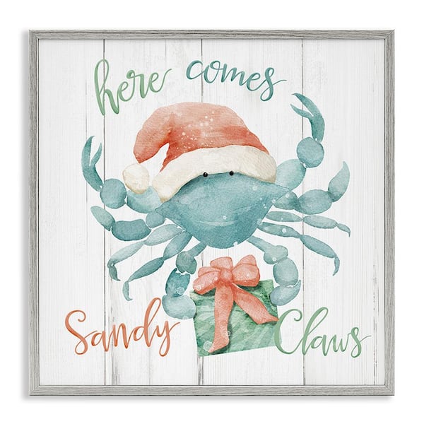 Stupell Industries Nautical Sandy Claws Crab by Deane Beesley 1-Piece Framed Graphic Print Typography Poster Art Print 24 in. x 24 in.