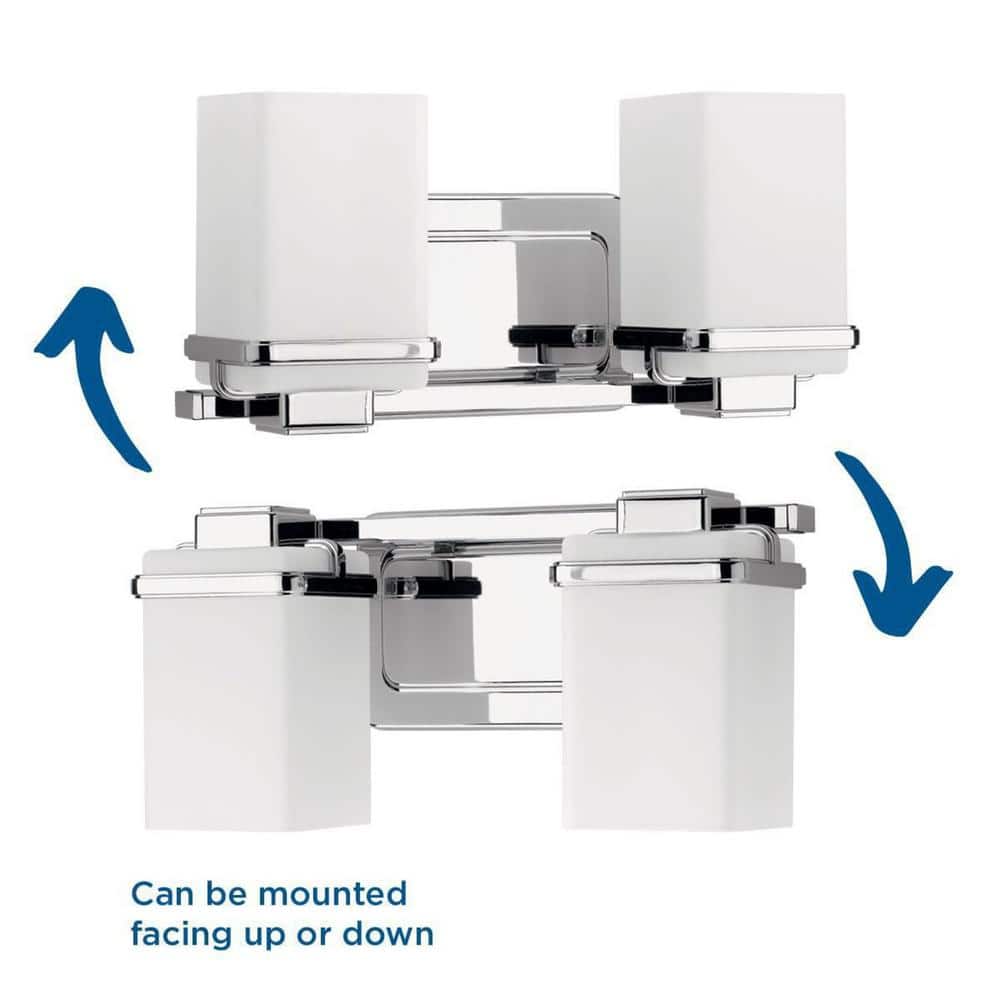 Polished Chrome 2-Light Vanity with Etched Glass Shades