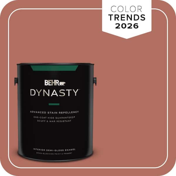 BEHR DYNASTY 1 gal. #PPU2-12 Terra Cotta Urn One-Coat Hide Semi-Gloss Enamel Interior Stain-Blocking Paint & Primer