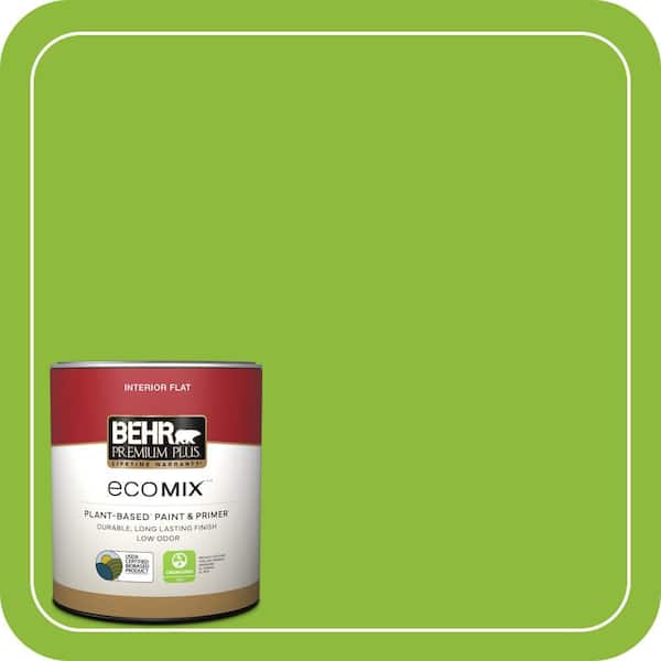 BEHR PREMIUM PLUS 1 qt. #S-G-400 Lime Pop Semi-Gloss Enamel Low