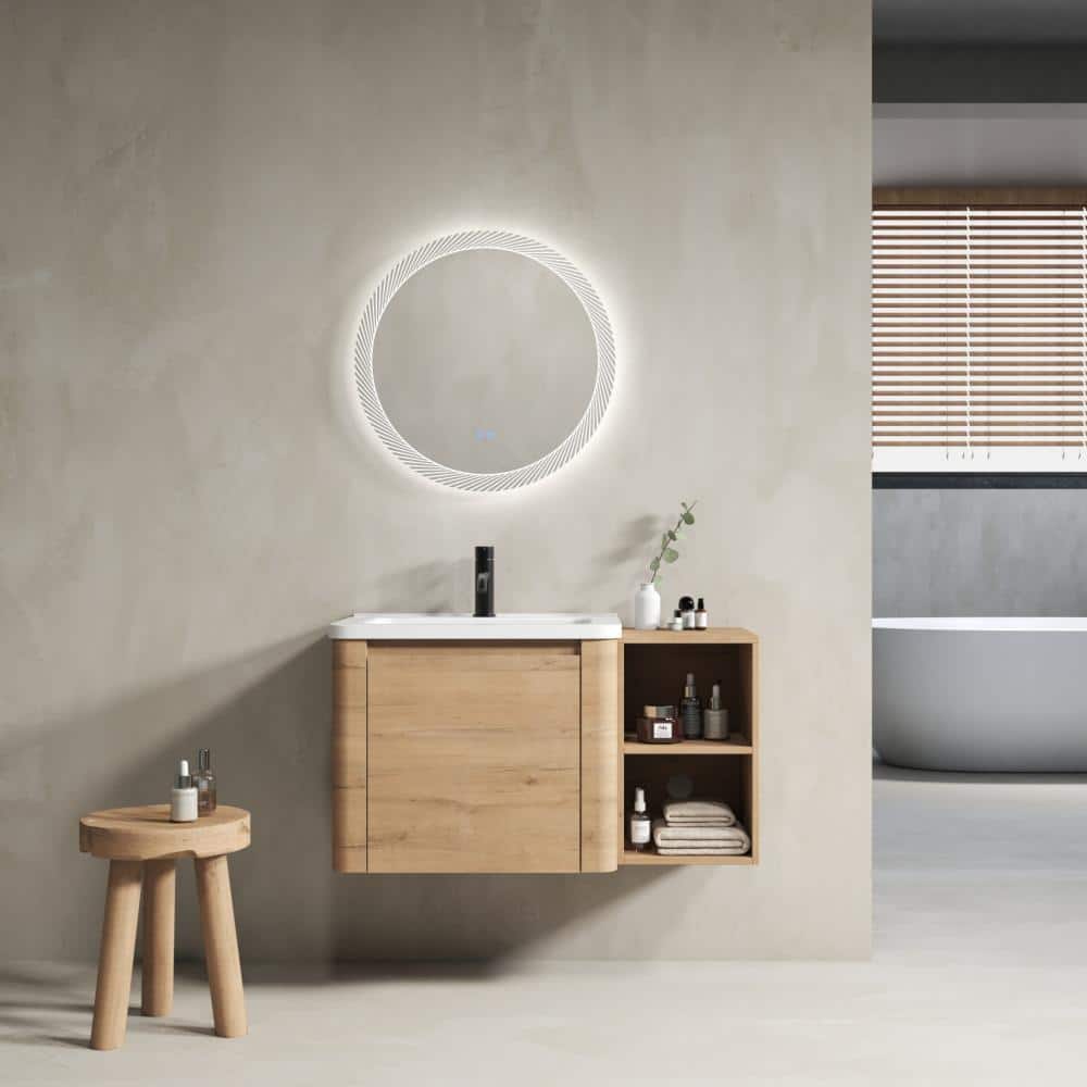 36 in.Single Sink Imitative Oak Wall-Mounted Bathroom Vanity with White Ceramic Top,Soft-Close Door,Storage Shelf price history on PriceWatchPro