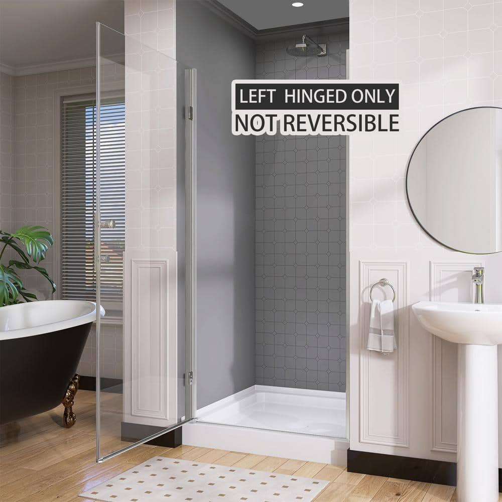 Chrome Frameless Pivot Shower Door with Clear Glass
