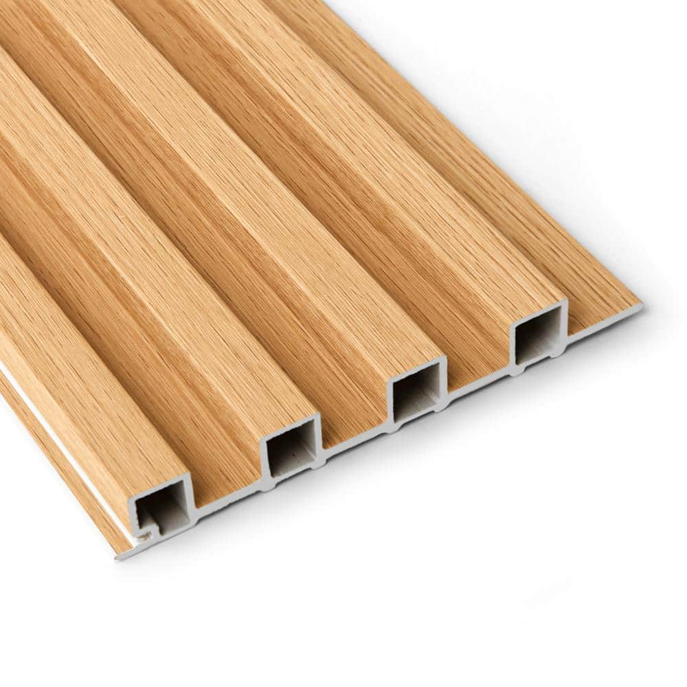 Art3dwallpanels Oak 0.83 in. x 1/2 ft. x 8 ft. Slat Water