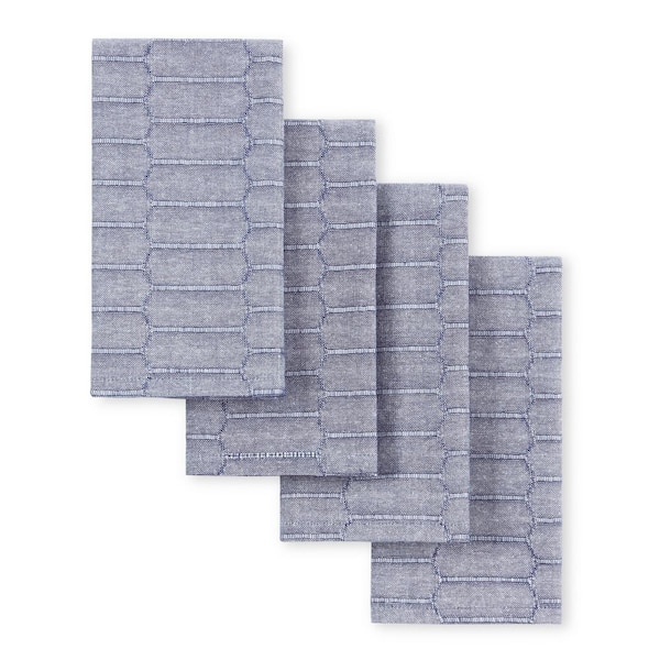 MARTHA STEWART Honeycomb Modern Farmhouse 19 in. W x 19 in. H Blue Cotton Napkins (Set of 4)