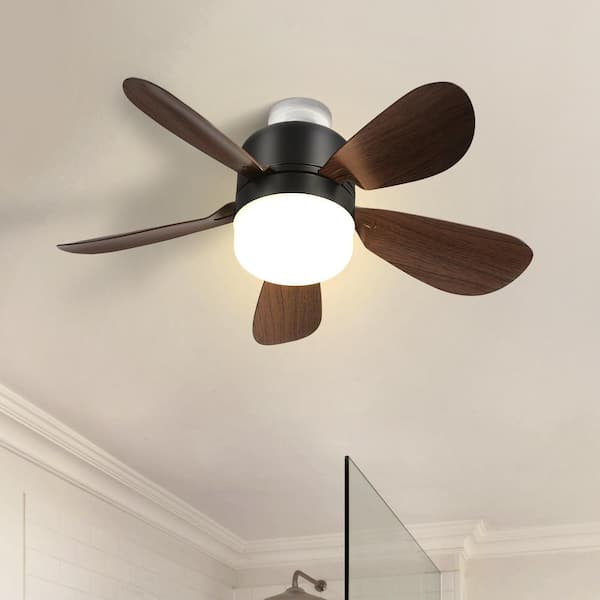 16 in. Indoor Black Socket Ceiling Fans with Dimmable LED Light, 2 in 1 Screw Small Ceiling Fan for Bathroom