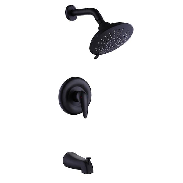 YONKI SUNSHIN INC Single Handle 5-Spray Shower Faucet 2.5 GPM with High Pressure faucet in Matte Black (Valve Included)