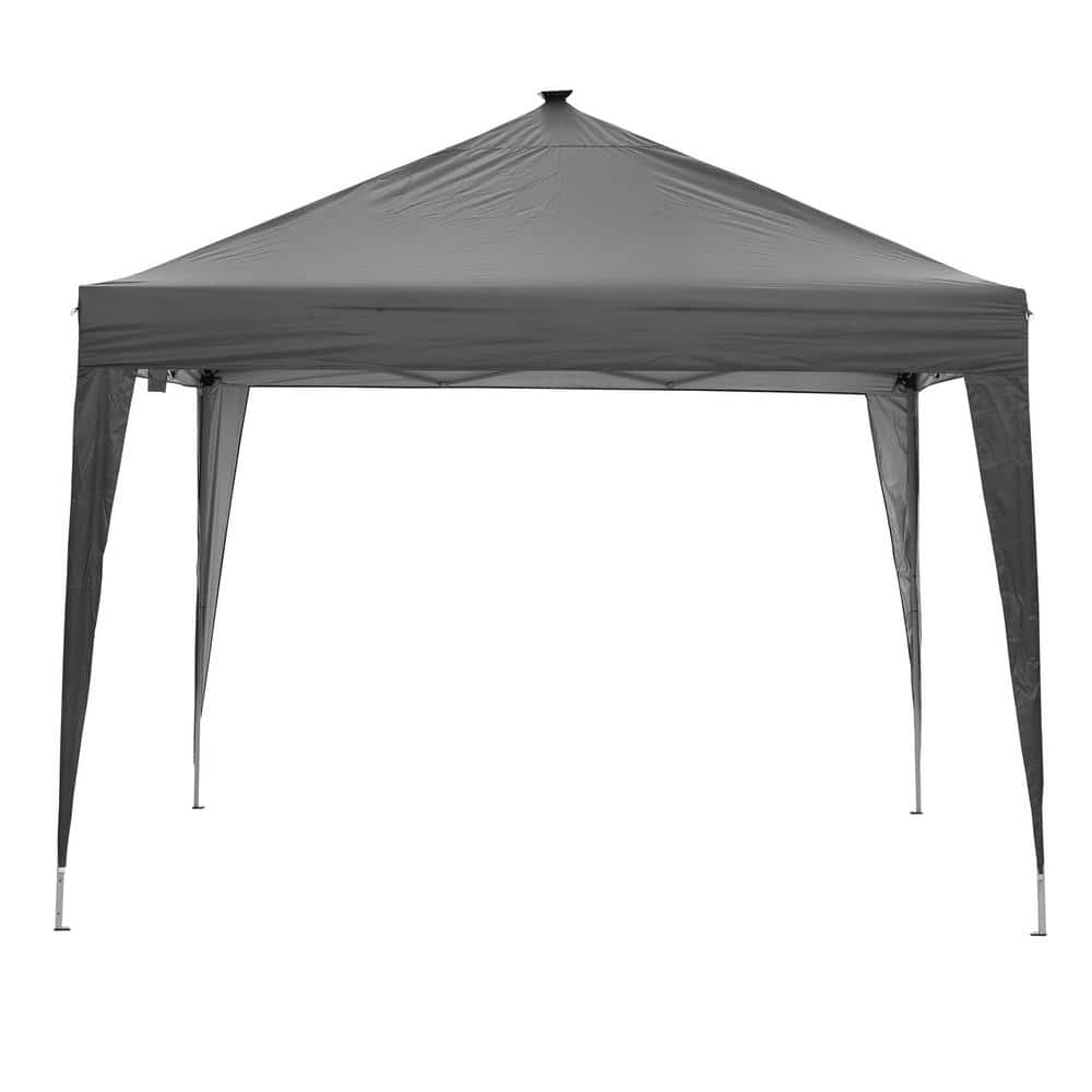 OVASTLKUY 10 ft. x 10 ft. Black Lighted Patio Canopy Tent with LED ...