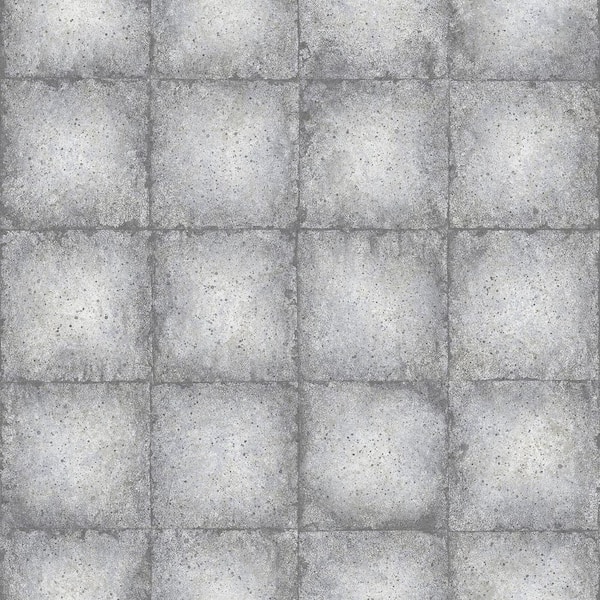Unbranded Ambiance Silver and Charcoal Metallic Geometric Tile Vinyl Non-Pasted Wallpaper (Covers 57.75 sq.ft.)