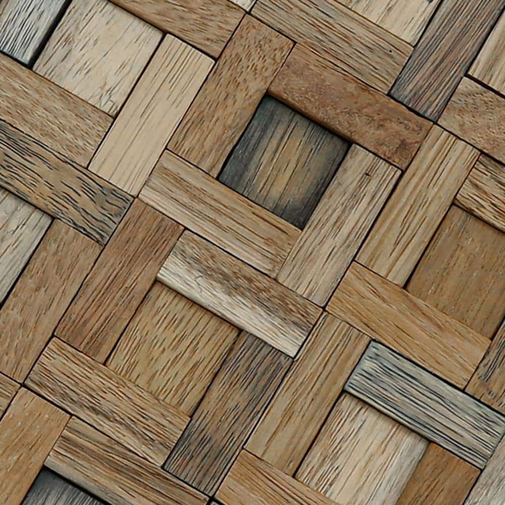 Natural Finish Reclaimed Wood Mosaic Wall Tile 11-Pack