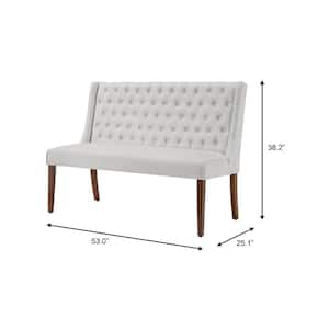 Classic Biscuit Beige Upholstered Dining Accent Bench with Tufted Back (53" W)