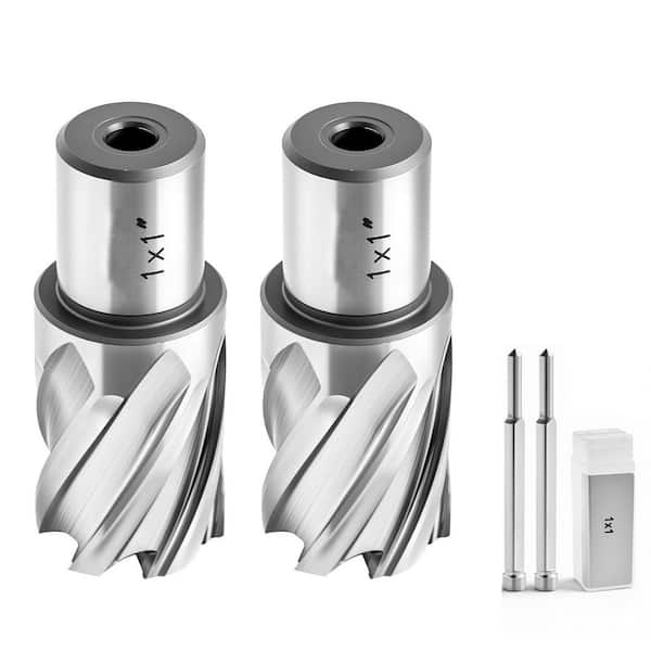 Annular Cutter Set,1-In. Cutting Depth and Diameter,4-Piece Weldon Shank Magnetic Drill Bit Kit, 2 Drill Bits