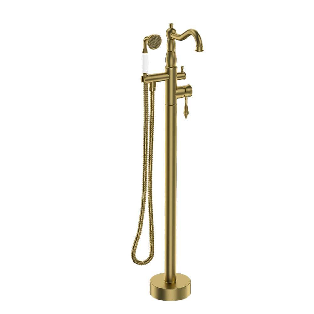 Single-Handle Claw Foot Freestanding Tub Faucet with Hand Shower in. Brushe