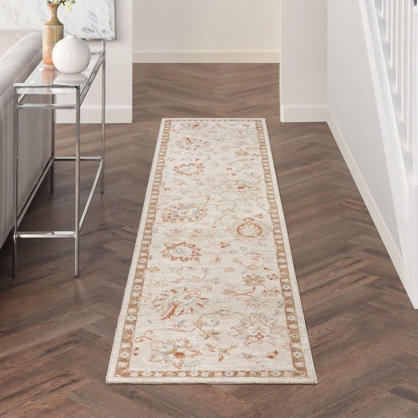 Asher Ivory 2 ft. x 10 ft. All-over design Traditional Runner Area Rug