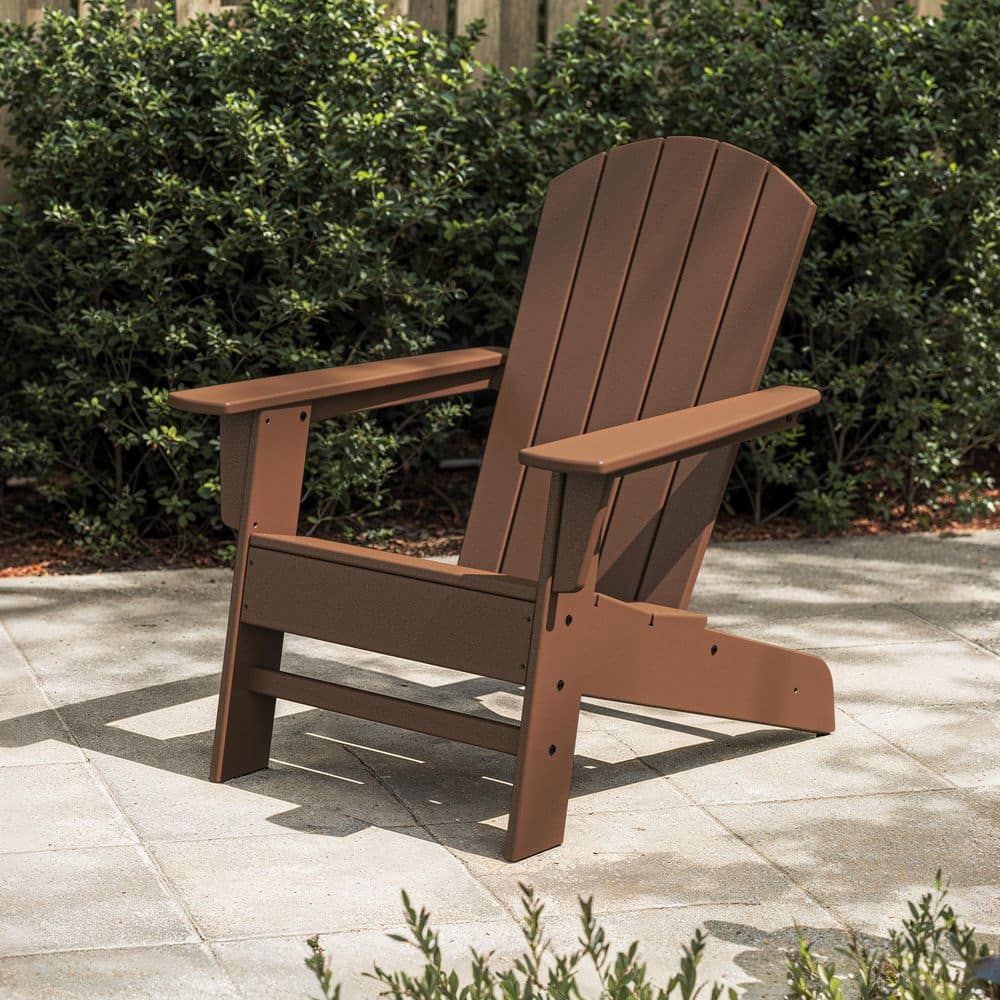 POLYWOOD Seabrook Adirondack Chair in Teak OSA20-TE - The Home Depot