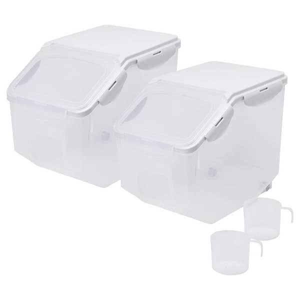 Unbranded 10 Liter Rice Storage Container with Wheels and Measuring Cup, Clear (Set of 2)