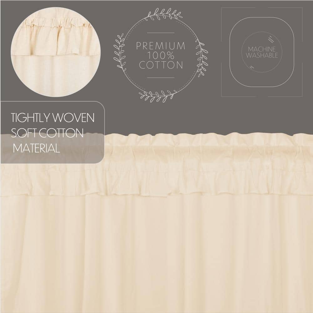 Natural Cotton Ruffled Tier Curtains with Rod Pocket, 36x36