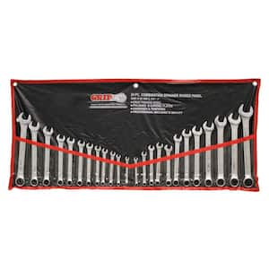 Grip MM/SAE Chrome Plated Combination Wrench Set (24-Piece)