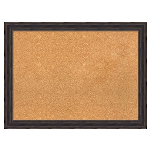 Rustic Pine Brown Narrow Wood Framed Natural Corkboard 31 in. x 23 in. Bulletin Board Memo Board