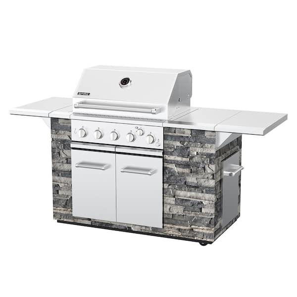 5-Burner Propane Gas Grill Island in Seascape Gray