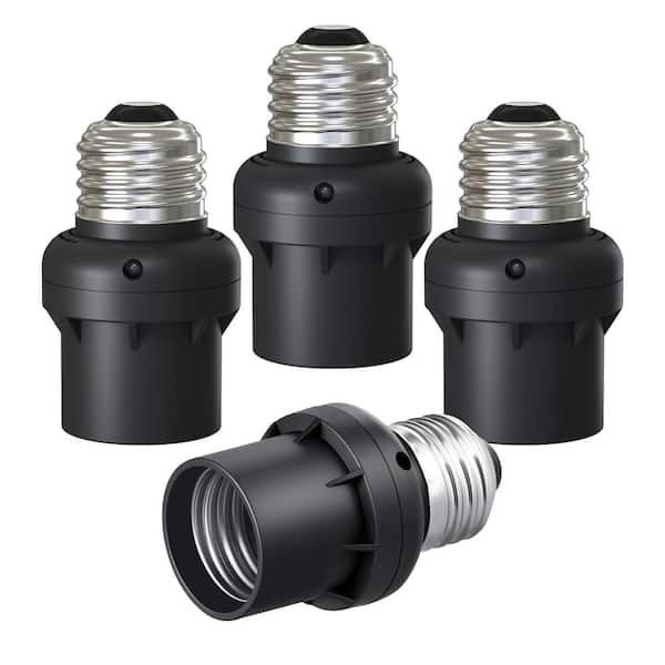 DEWENWILS 100-Watt Incandescent/CFL/LED/Halogen Screw-In Dusk to Dawn Light Control Sensor Socket, Black (4-Pack)