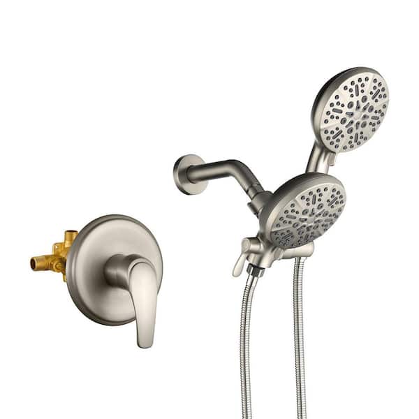 Rain 7-Spray Single Handle Handheld Shower Faucet with Valve 1.8 GPM Adjustable Dual Shower Heads in Nickel