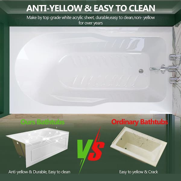 Zeafive Sez 60 in. x 32 in. Alcove/Apron Front Soaking Bathtub