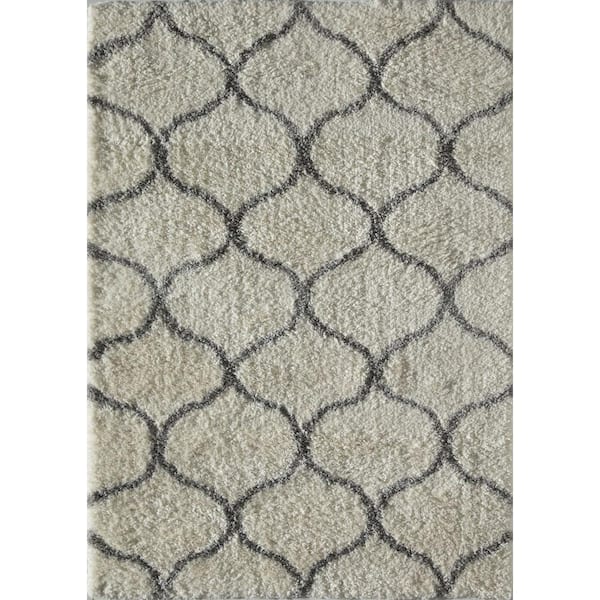 Rugs America Feather Shag Ivory grey Links 2'3"x8' Contemporary Blue Area Rug