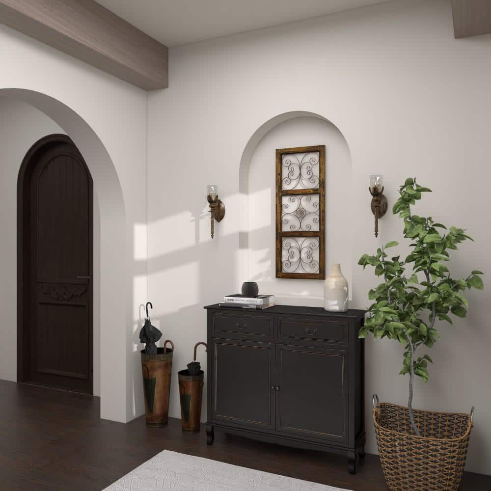Rustic Elegance Bronze Metal & Glass Hurricane Wall Sconce