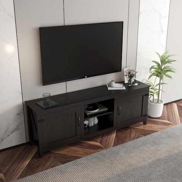 Boyel Living Black TV Stand Storage Media Console Entertainment Center Fits TVs up to 70 to 80 in.