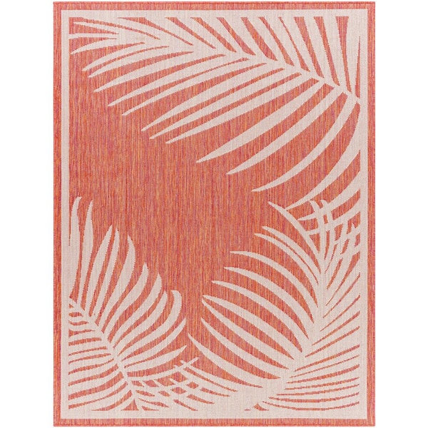 Artistic Weavers Long Beach Coral Botanical 5 ft. x 7 ft. Indoor/Outdoor Area Rug