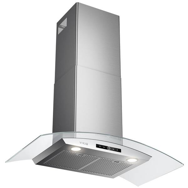 36 in. 400 CFM Ductless Convertible Wall Mount Range Hood in Stainless Steel and Glass