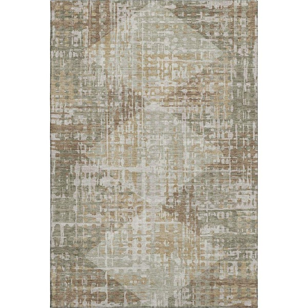Mayfield Premium Machine Washable Abstract AMF2026 Aloe 10 ft. x 14 ft. Area Rug