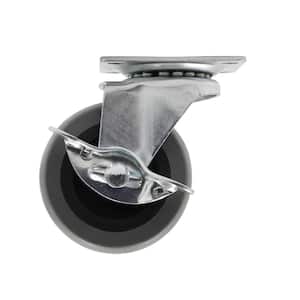 3 in. Medium Duty Gray TPR Swivel Plate Caster with Brake 175 lbs. Weight Rating