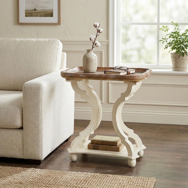 Harper & Bright Designs Classic Retro 22 in. Natural and White