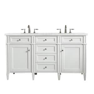 Brittany 60 in. W x 23.5 in.D x 34 in. H Double Vanity in Bright White with Quartz Top in Eternal Jasmine Pearl