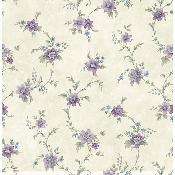 Chesapeake Elizabeth Purple Floral Trail Wallpaper