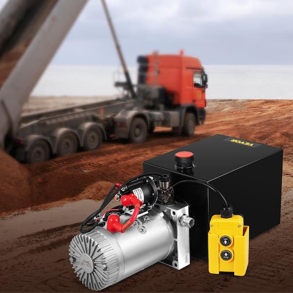 Hydraulic Power Unit 6 Quart Hydraulic Pump Single Acting 3200 PSI Max Power Unit for Dump Trailer Car Lifting 12V DC