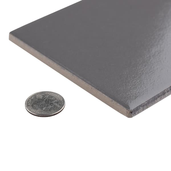 BioTech Piscina Brick Dark Grey Glossy 4-3/4 in. x 9-5/8 in. Porcelain Floor and Wall Take Home Tile Sample