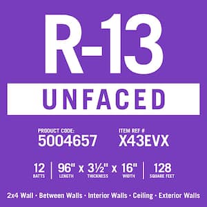R13 EcoBatt Unfaced Fiberglass Insulation Batt 3-1/2 in. x 16 in. x 96 in. (15 Bags)