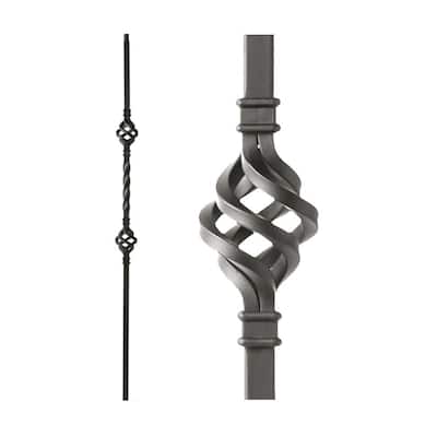 Ash Grey 34.1.4-T Mega Double Basket Hollow Iron Baluster for Staircase Remodel