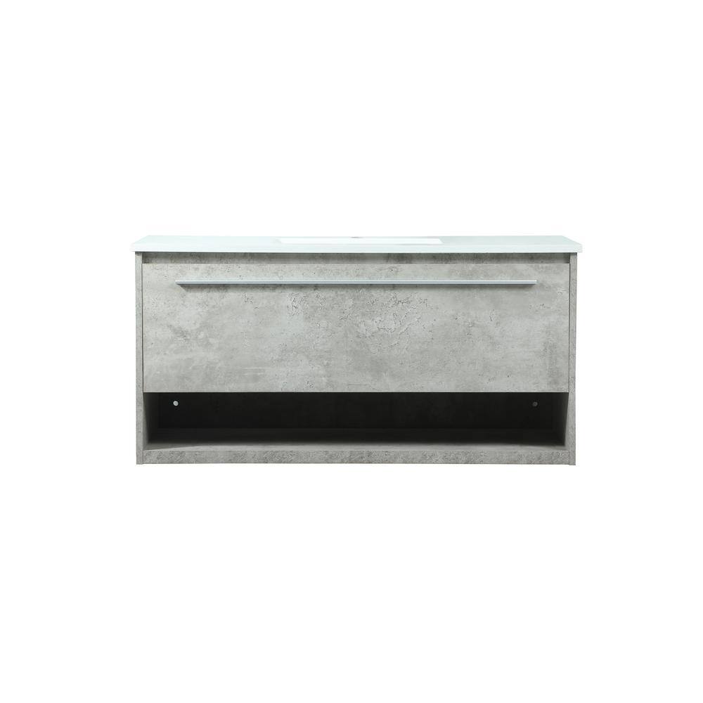 Simply Living 40 in. Single Bathroom Vanity in concrete Grey with Quartz Va