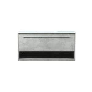 Simply Living 40 in. Single Bathroom Vanity in concrete Grey with Quartz Vanity Top in Ivory White