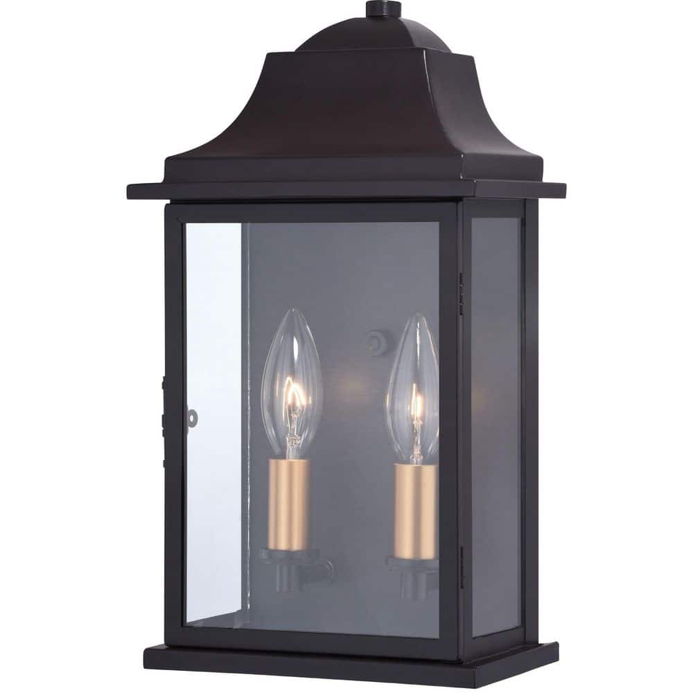Bristol 2-Light Oil Burnished Bronze and Light Gold Outdoor Wall Sconce Lantern Clear Glass price history on PriceWatchPro