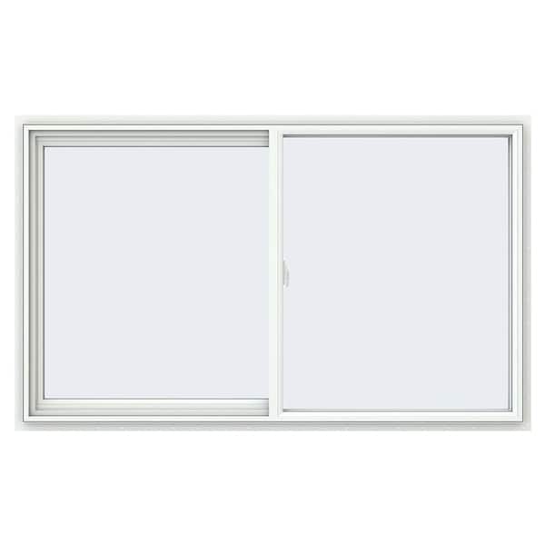 JELD-WEN 59.5 in. x 35.5 in. V-2500 Series White Vinyl Left-Handed Sliding Window with Fiberglass Mesh Screen